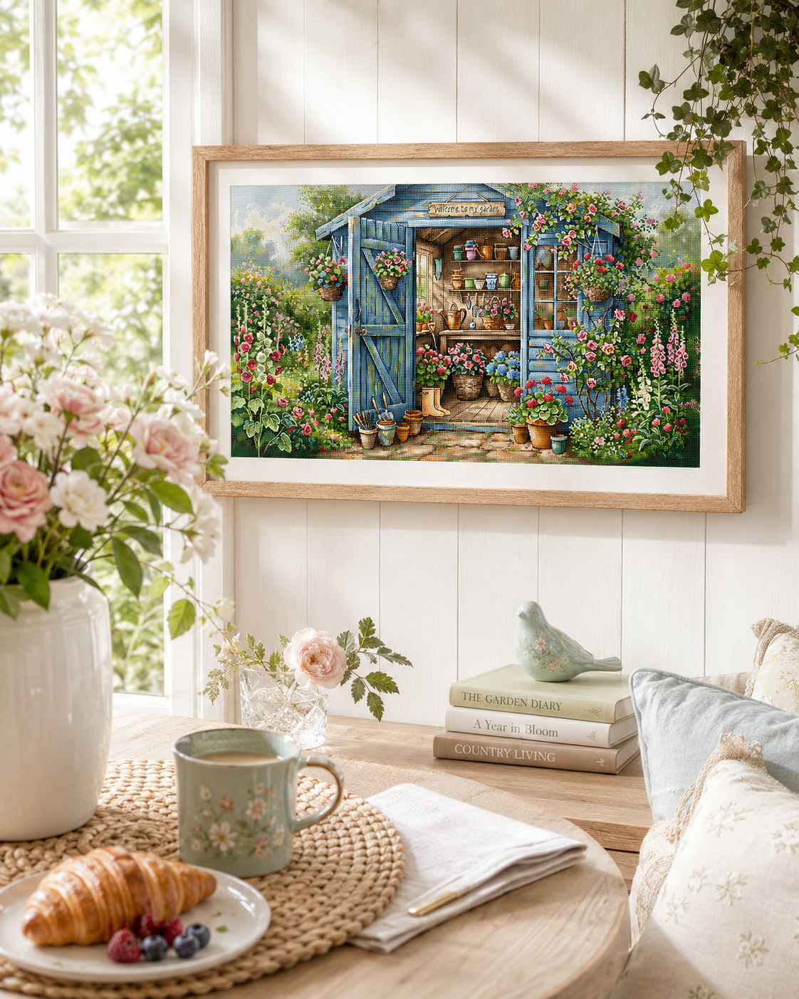 Kit de punto de cruz AVA P132 Garden in Bloom – Jardín en Flor 47,63x25,72 cm