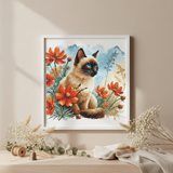 AVA Stitch P172 – The Cat’s Garden | Kit de punto de cruz con gato siamés y flores