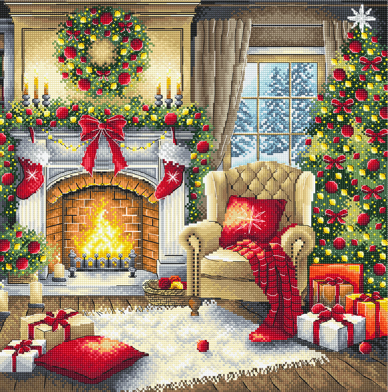 Kit de Punto de Cruz AVA P183 – Nochebuena junto a la Chimenea
