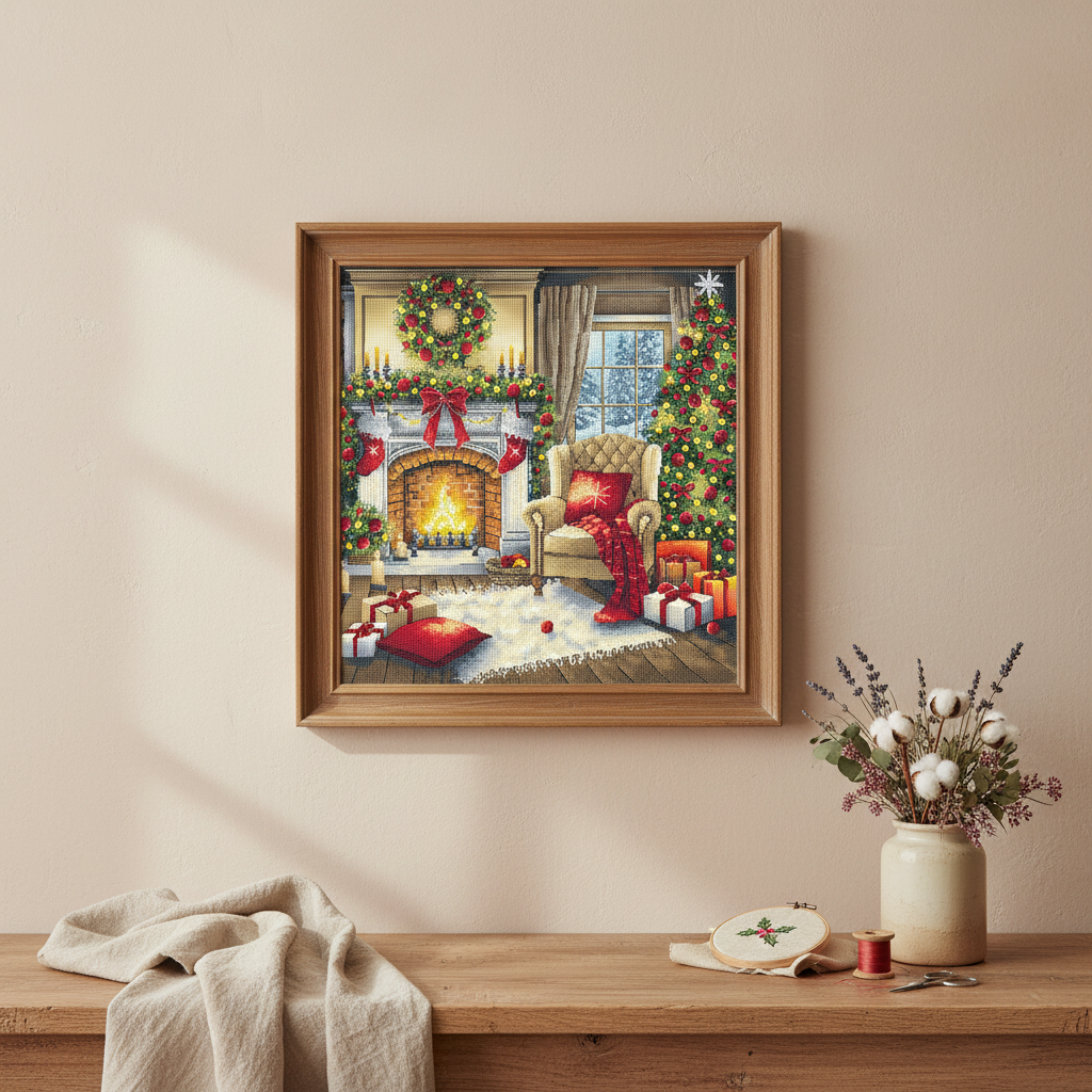 AVA Cross Stitch Kit P183 – Christmas Eve by the Fireside
