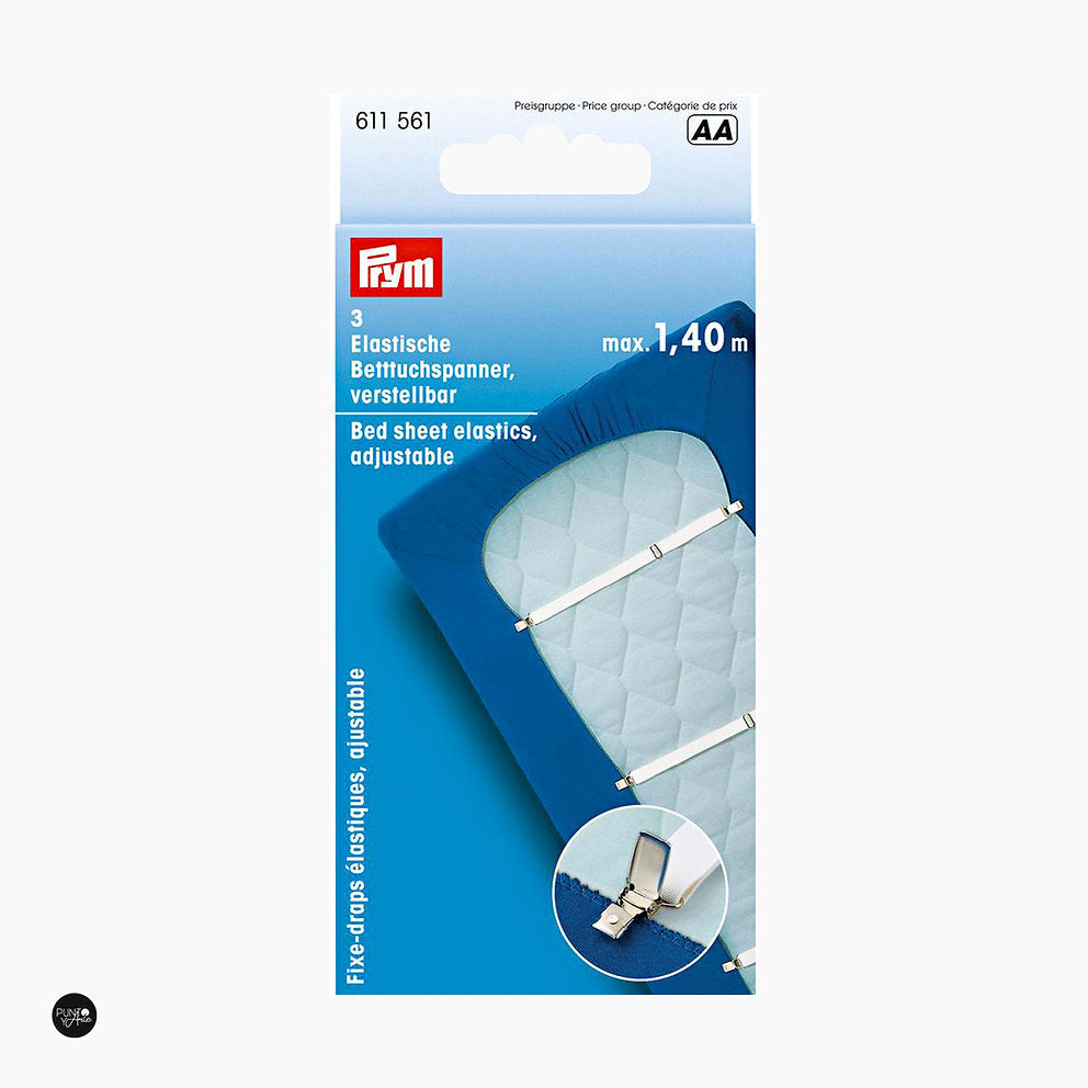 Prym 18mm white elastics to adjust sheets on mattresses up to 1.4