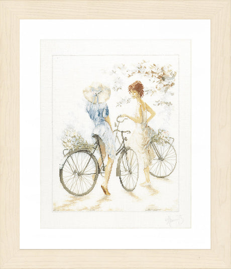 Girls with bicycles - Lanarte - Cross stitch kit PN-0007949