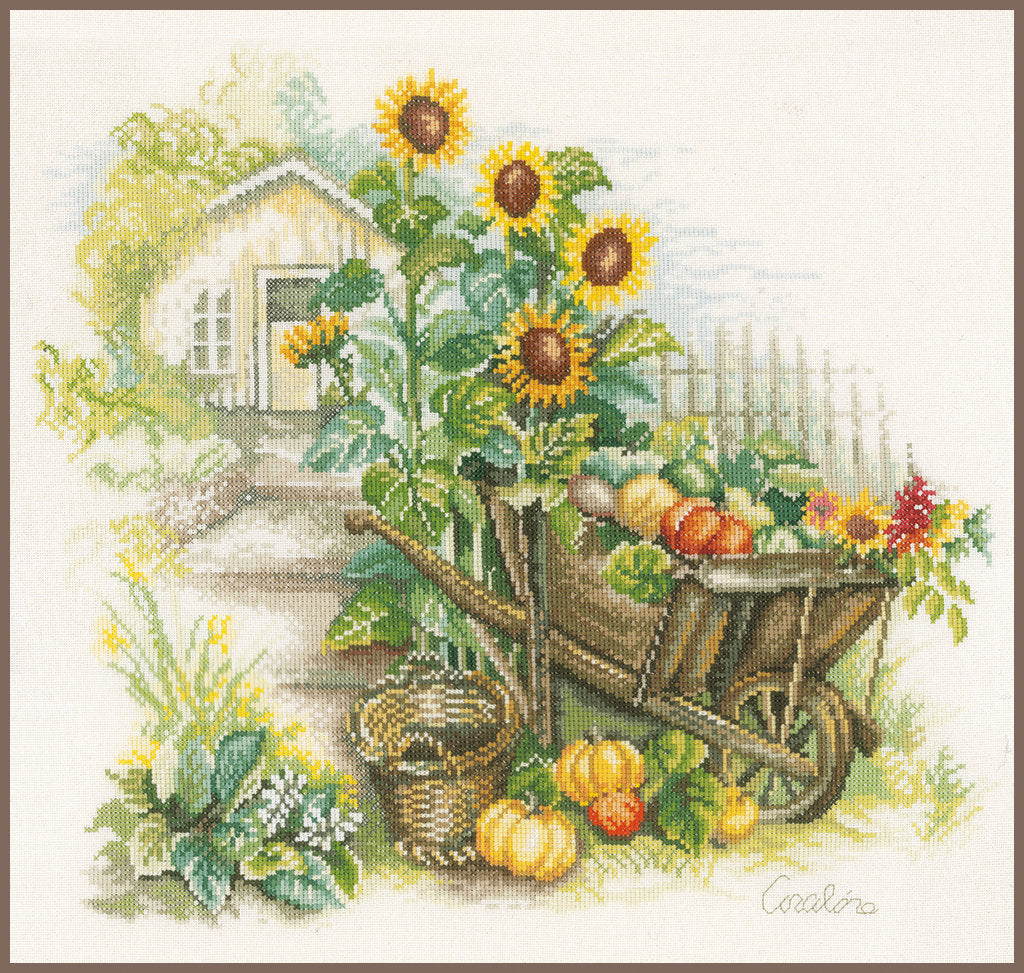 Wheelbarrow and sunflowers - Lanarte - Cross stitch kit PN-0007988