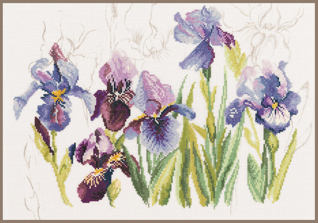 Blue flowers - iris - Lanarte - Cross stitch kit PN-0008027