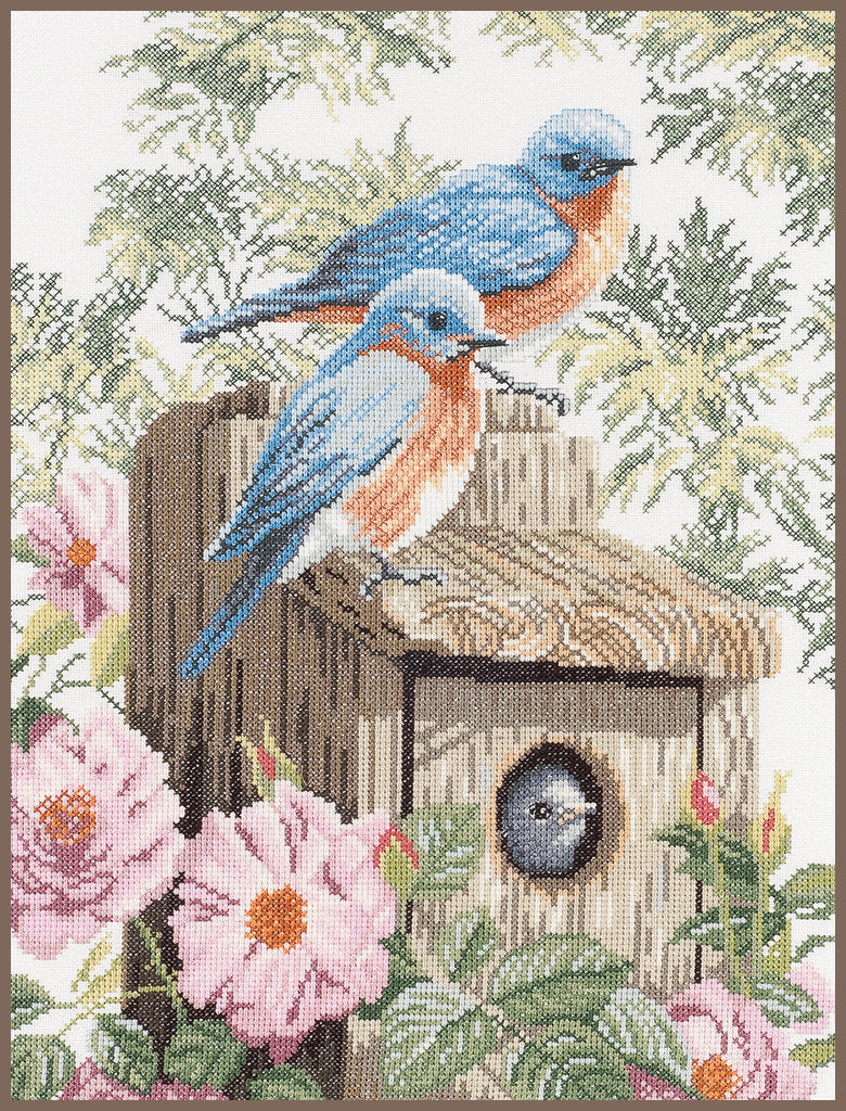 Oiseaux bleus du jardin - Lanarte - Kit de point de croix PN-0008197