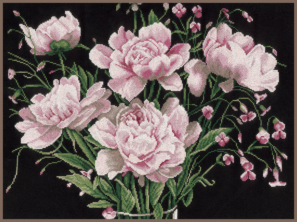 Pink flowers - Lanarte - Cross stitch kit PN-0021224