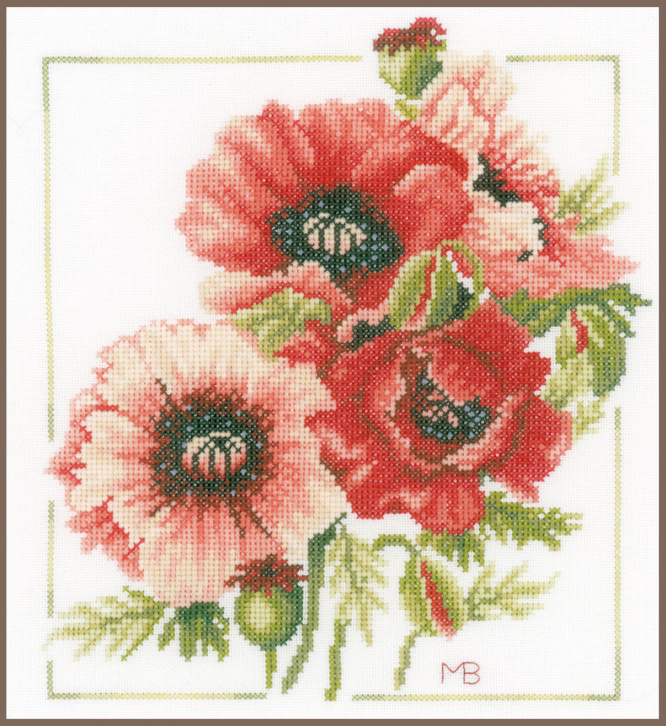 Bouquet d'anémones - Lanarte - Kit de point de croix PN-0157496