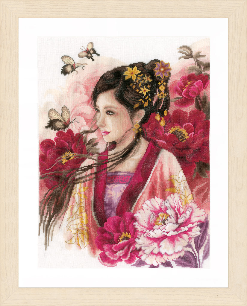 Dame asiatique en rose - Lanarte - Kit de point de croix PN-0170199