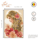 Kit de Punto de Cruz Lady Dahlia en Lino - Lanarte PN-0172683