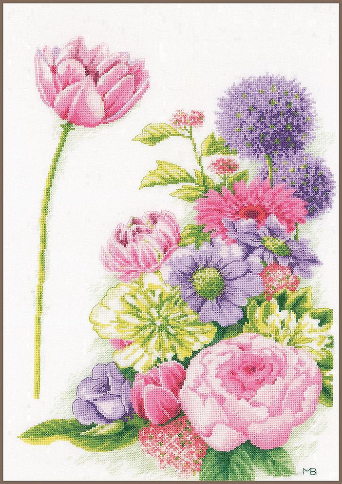 Florale Zuckerwatte - Lanarte - Kreuzstich-Set