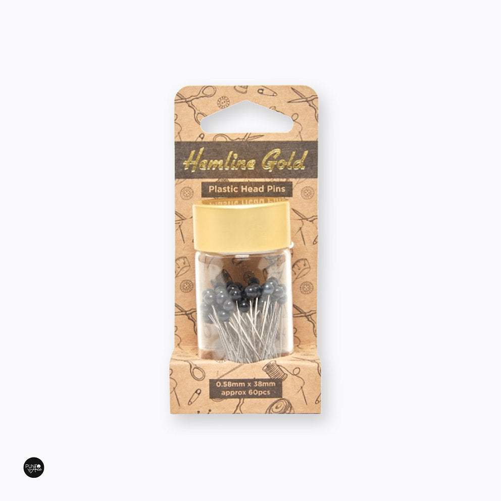 Pins with plastic head Black Hemline Gold 678.BK.HG