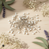 Épingles à tête en plastique White Hemline Gold 678.WH.HG