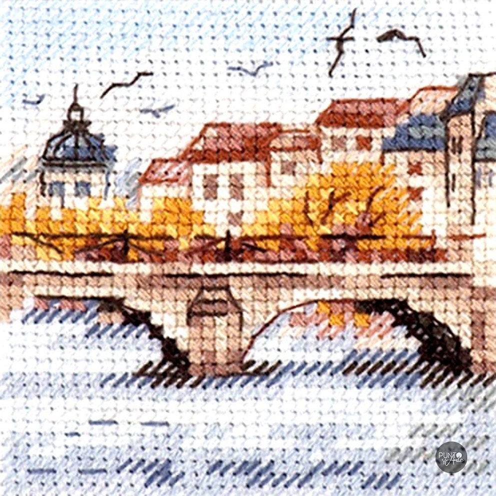 Otoño en la ciudad. Gaviotas sobre el puente - S0-216 Alisa - Kit de punto de cruz
