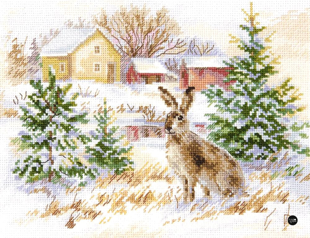 Día de invierno. Liebre marrón - S1-31 Alisa - Kit de punto de cruz