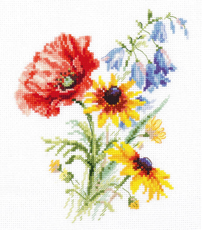 Bouquet with Poppy - S2-48 Alisa - Cross stitch kit