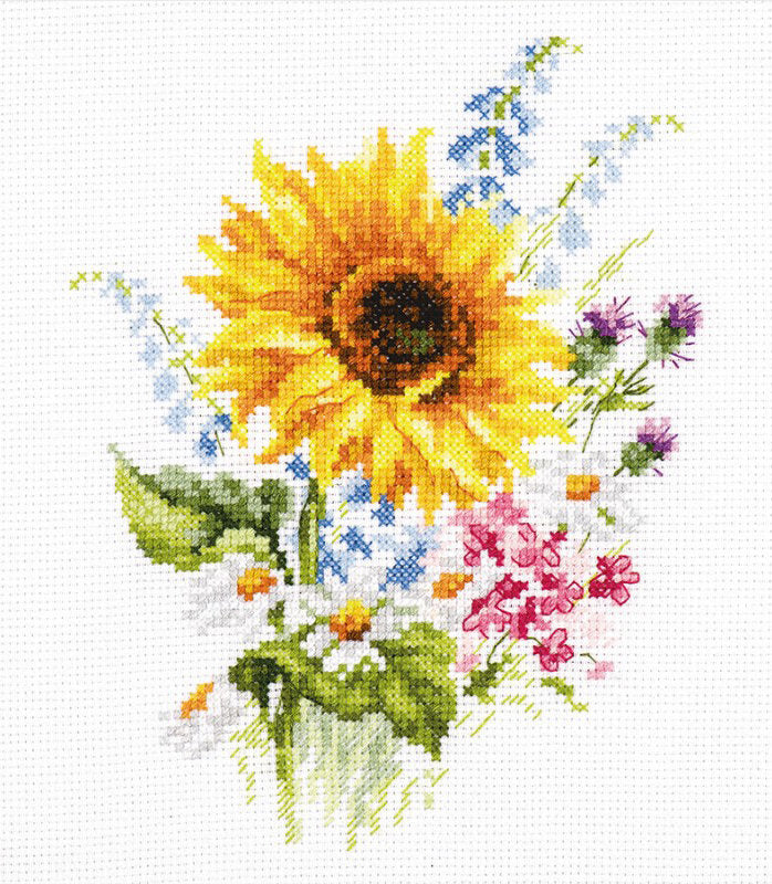 Bouquet With Sunflower - Alisa - Cross stitch kit S2-49