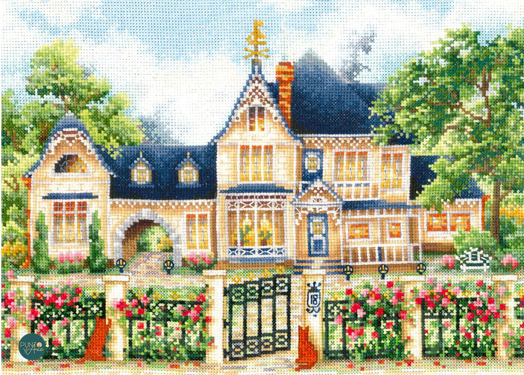 Kreuzstich-Set Andriana SANA-05 Englisches Herrenhaus – Kreuzstich-Set 29 x 21 cm