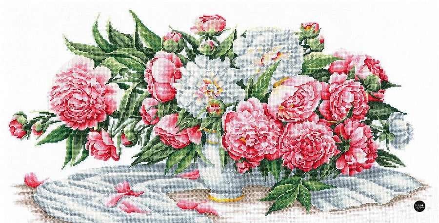 Kreuzstich-Set Andriana SANB-17 Pfingstrosenstrauß 50 x 25,5 cm