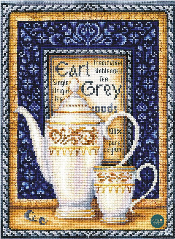 Kit punto croce Andriana SANK-38 Earl Grey della Collezione Tè 20 x 26,5 cm