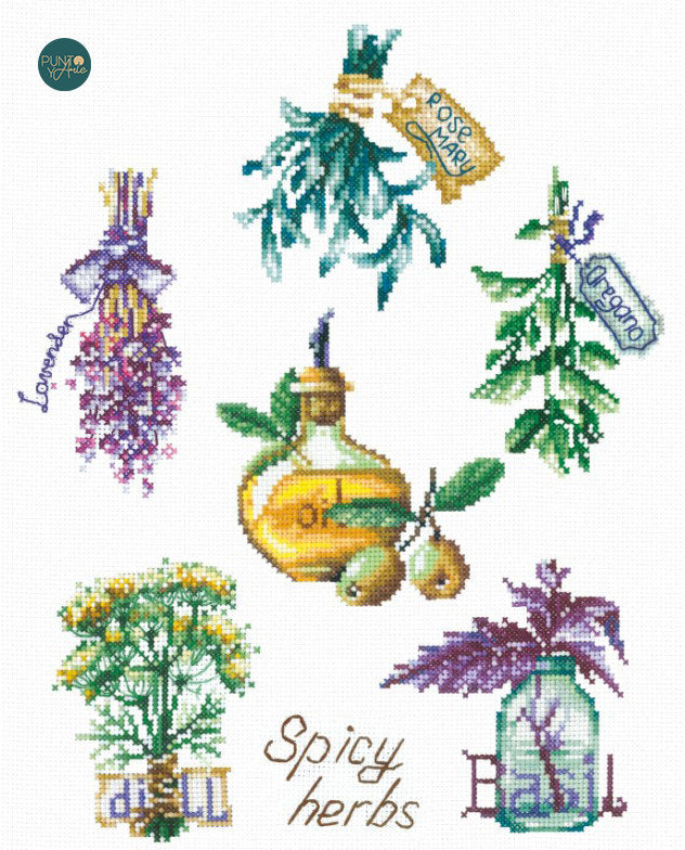 Kit punto croce Andriana SANP-46 Erbe aromatiche 24,5 x 30 cm