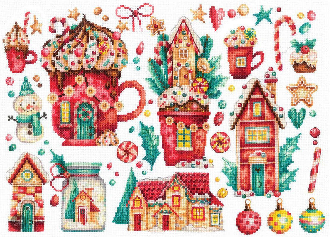Kit de punto de cruz Andriana SANR-52 Dulces navideños 30 x 21 cm