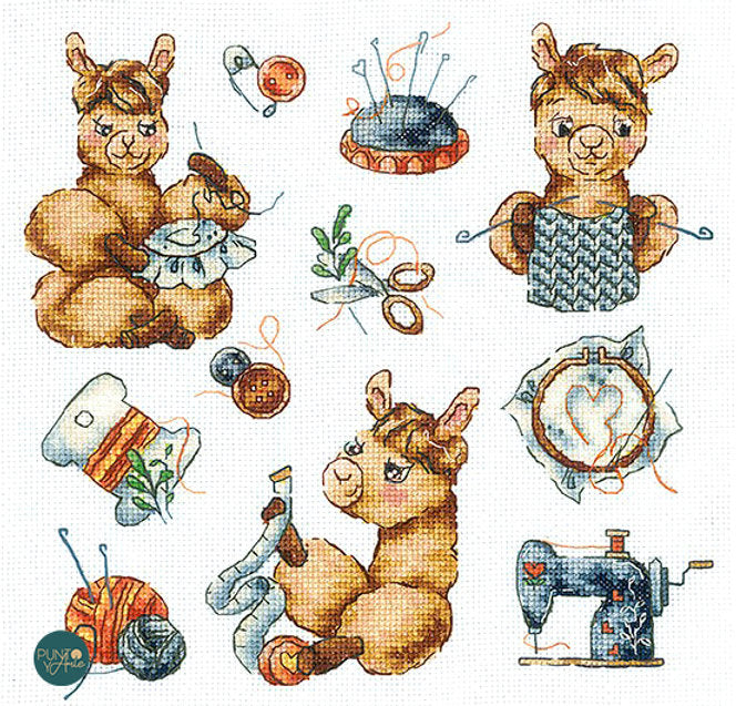 Kit de point de croix Andriana SANS-62 Sampler. Lama couturière 20 x 19 cm