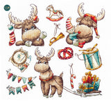 Sampler. Festive Moose - SANS-63 Andriana - Cross Stitch Kit