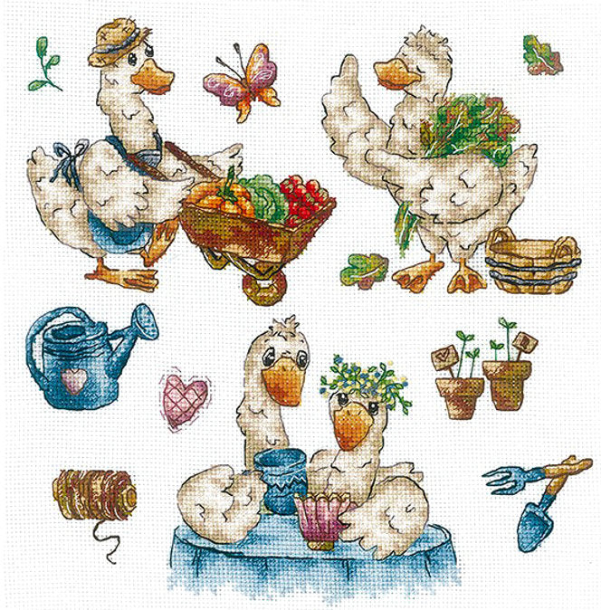 Andriana Cross Stitch Kit SANS-64 SAMPLER. GOOSE-SUMMER RESIDENT 20 x 20.5 cm