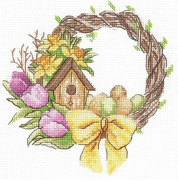 Spring wreath - SANV-36 Andriana - Kit de punto de cruz