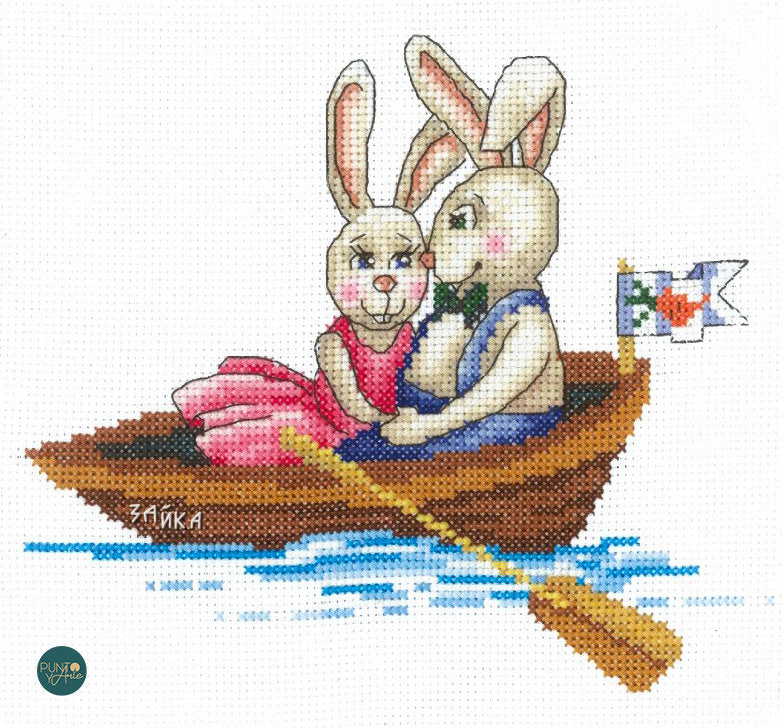 Kit di punto croce Andriana SANZ-37 Coniglietti – La mia cara - - Kit di punto cro 17 x 15,5 cm