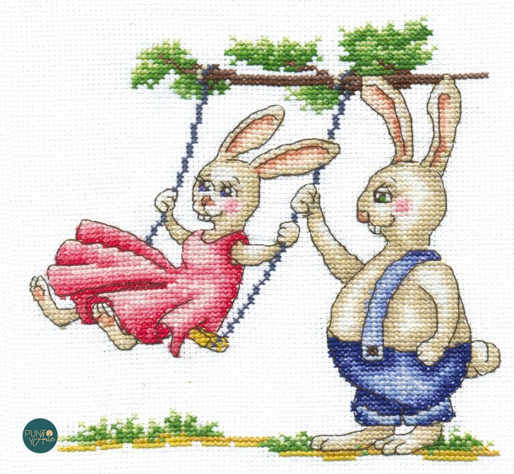 Kit punto croce Andriana SANZ-39 CONIGLI – PRIMA DATA 15 x 15 cm