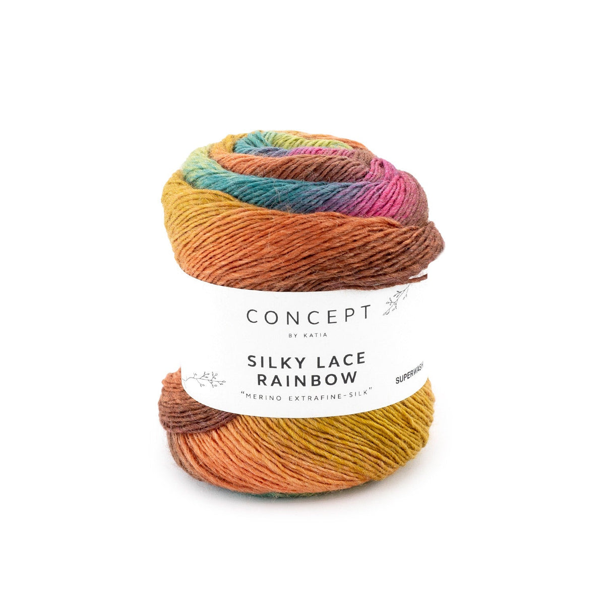 Dentelle Soyeuse Arc-en-ciel - Fil fin mérinos et soie à dégradé multicolore