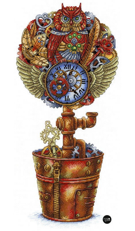 Kit de punto de cruz MP Studia SNV-719 – Topiario Steampunk 36x18 cm