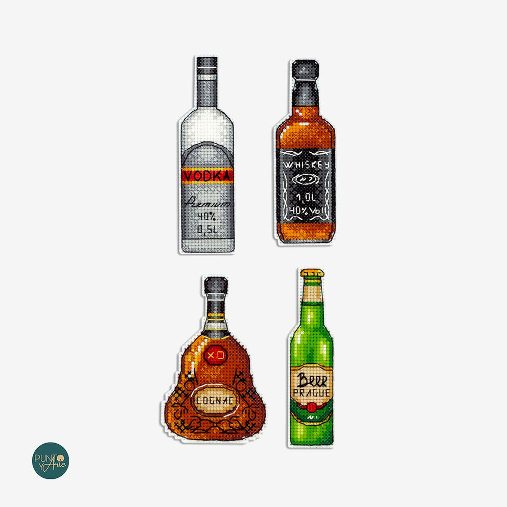 Magnets - Liquor Bottles - SR-315 MP Studia - Cross Stitch Kit