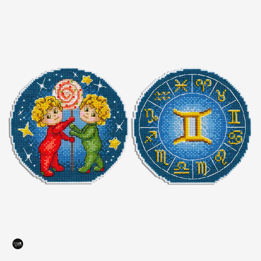 Kit de punto de cruz MP Studia SR-694 – Signos del zodiaco. Géminis. 12x12 cm