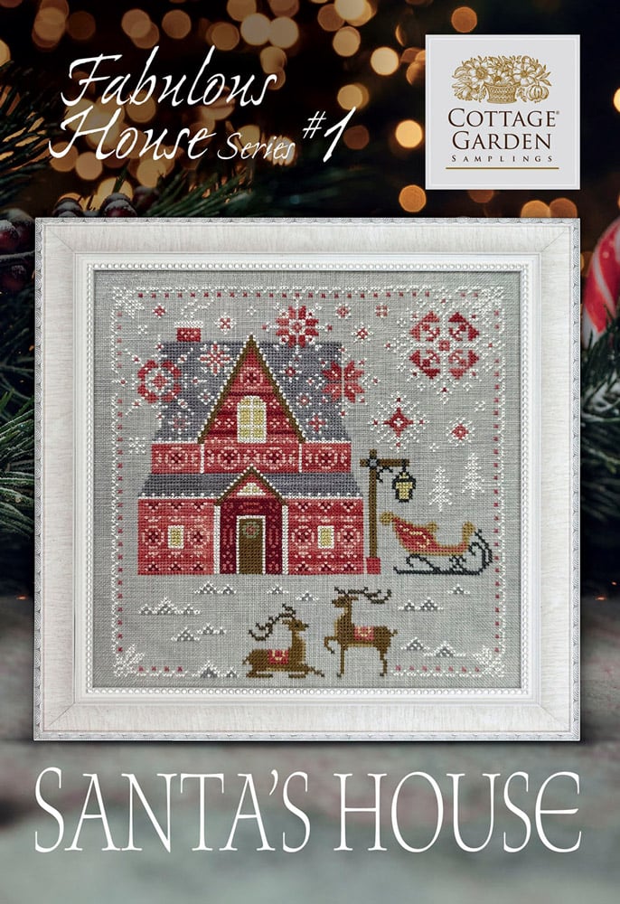 Weihnachtsmann-Haus - Kreuzstichmuster - Cottage Garden Samplings