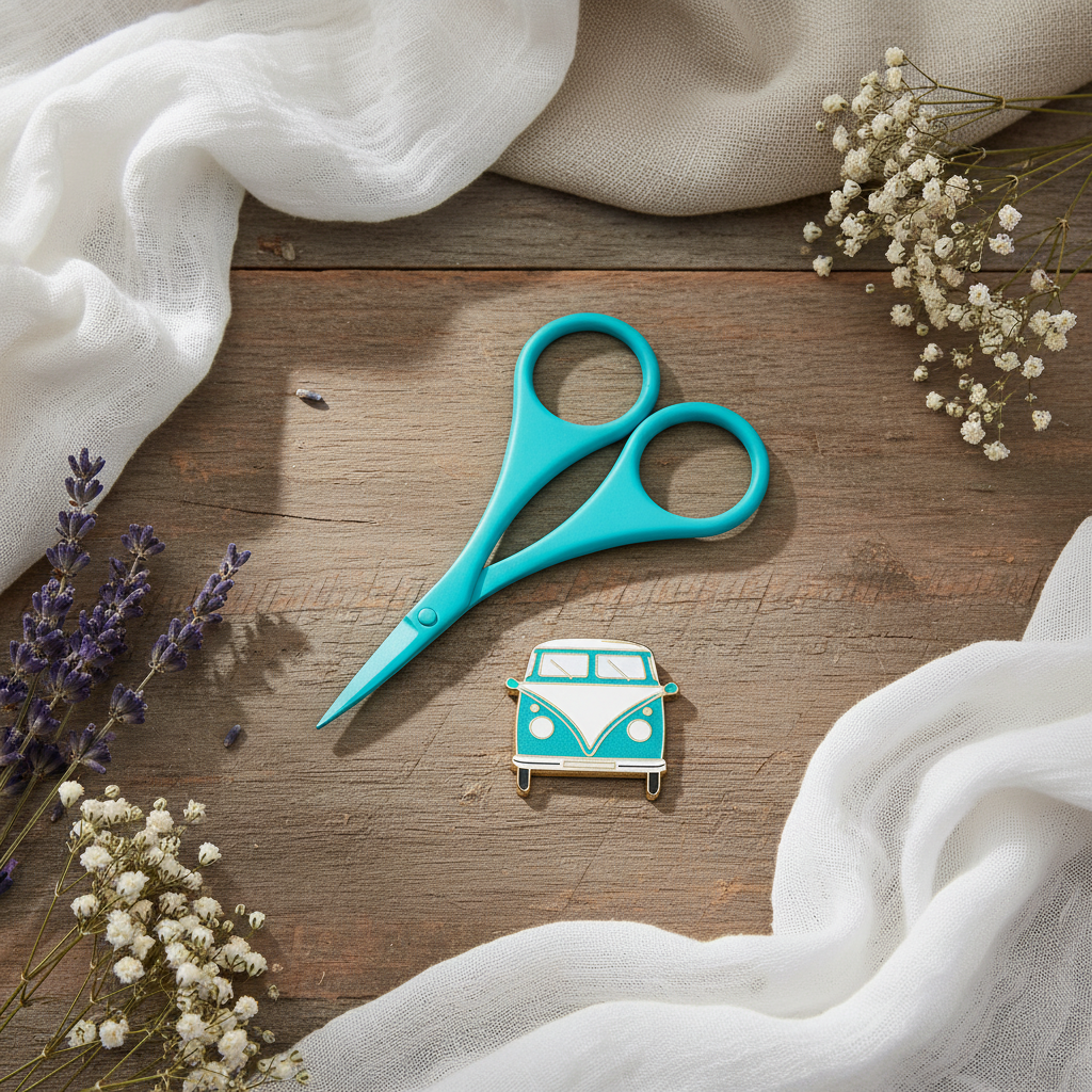 Pack Tijera e Imán para Agujas - DMC U2362 Coral, Negro y Verde