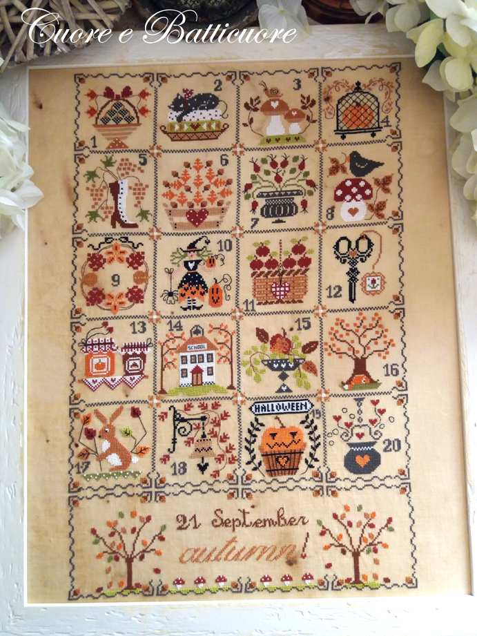 Shabby Autumn Calendar - Cuore e Batticuore - Cross Stitch Scheme