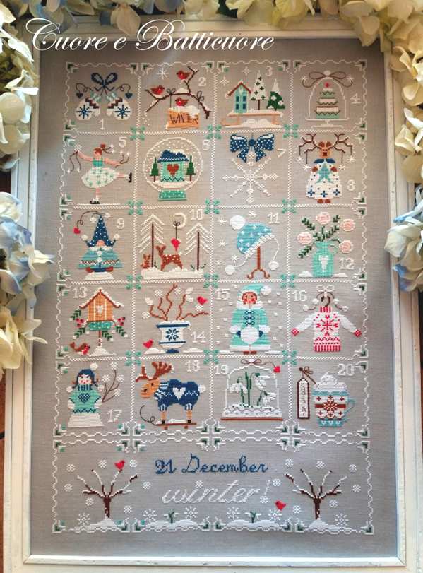Shabby Winter Calendar - Cuore e Batticuore - Cross Stitch Chart