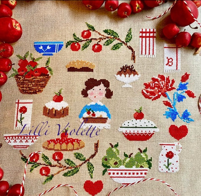 Apfelgeschichten und Kuchenkrümel - Lilli Violette - Kreuzstichmuster
