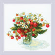 Kit de punto de cruz Riolis 2326 Strawberry Delight de 25 × 25 cm