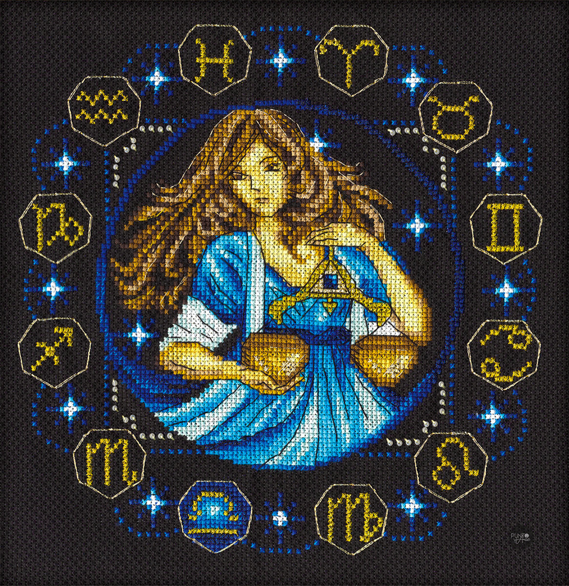 Signos del zodiaco. Libra - Panna - Kit de punto de cruz ZN-0928