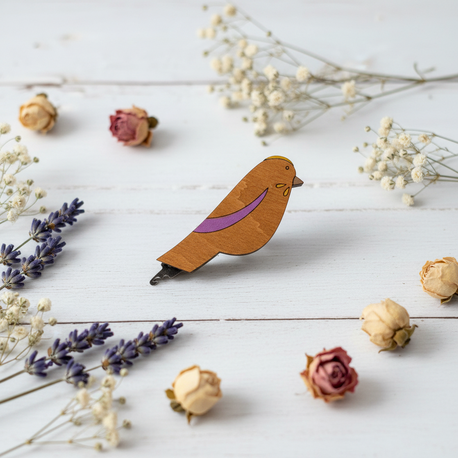 Enhebrador Wizardi KF070/1 de Agujas de Madera con Diseño de Pájaro Morado -3