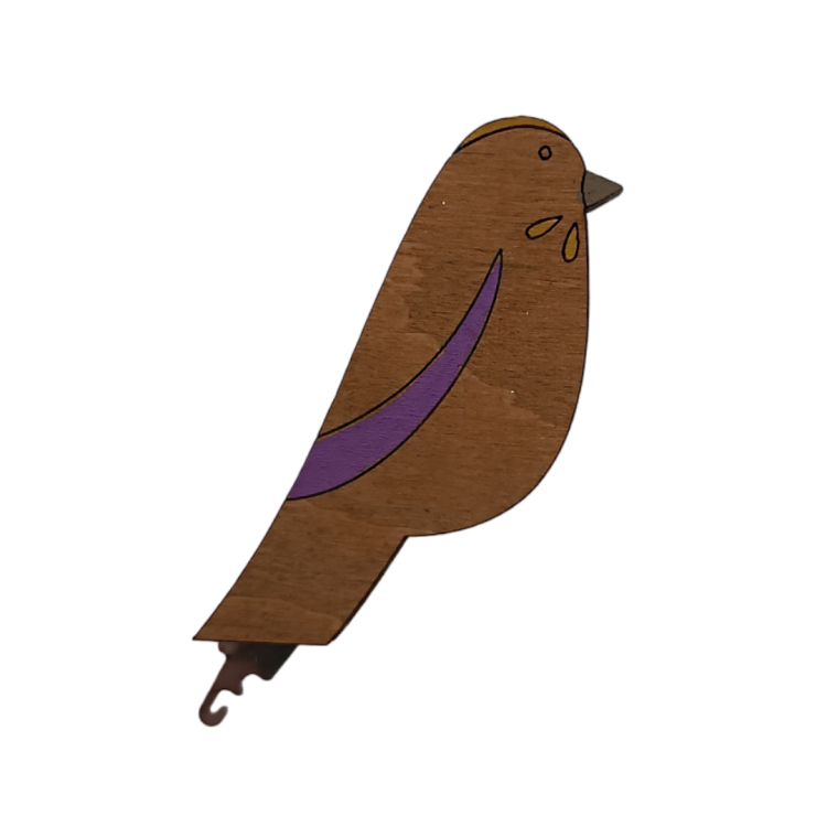 Vista adicional de Enhebrador Wizardi KF070/1 de Agujas de Madera con Diseño de Pájaro Morado -3