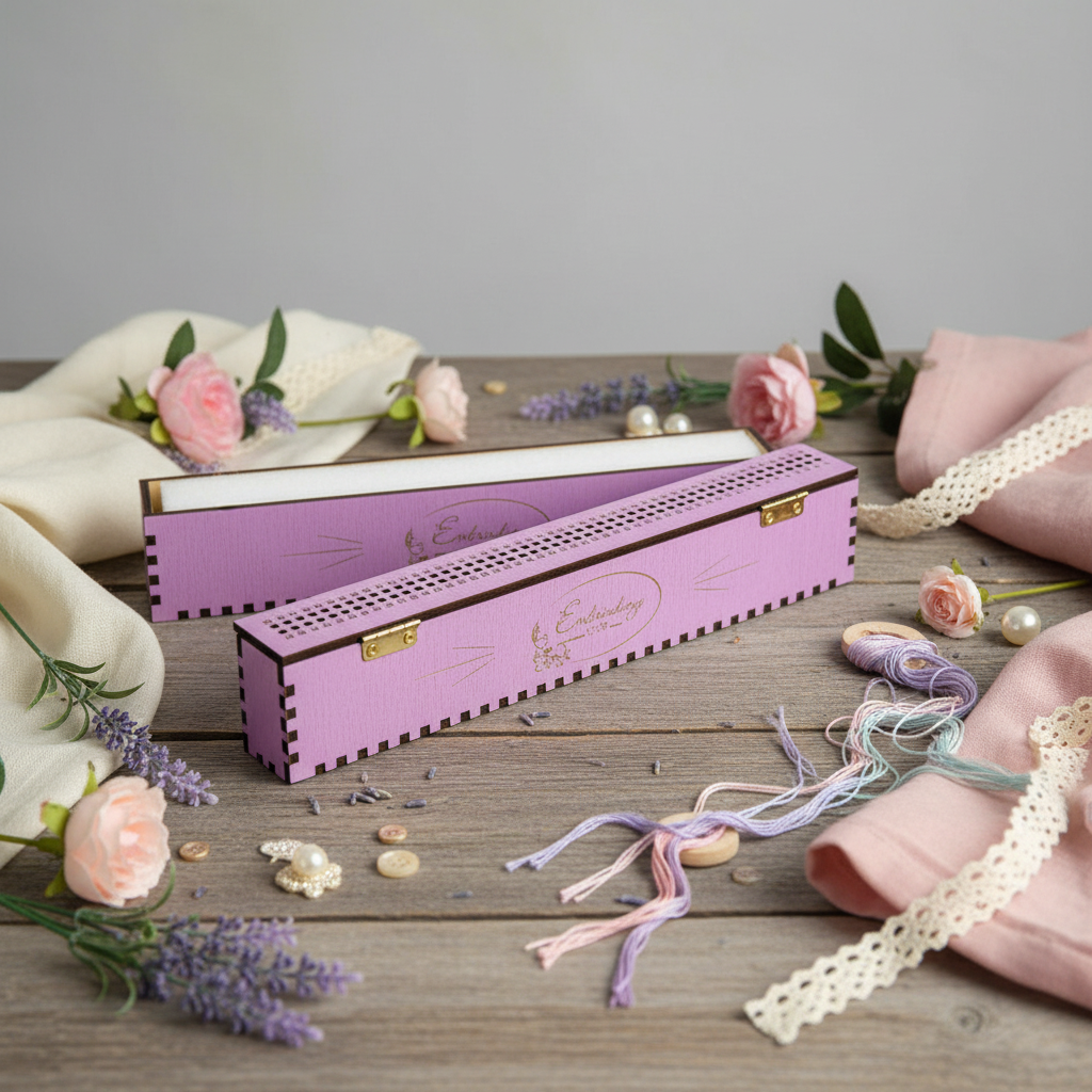 Needle Organizer on Wooden Base, LAVENDER with 100 Holes OG-061