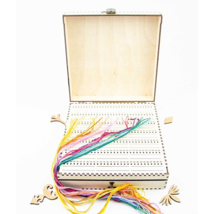 Organizador de agujas Embroidery Craft OG-066 – Organizador para Agujas con Caja de Hilos en Base de Madera, Marfil, 50