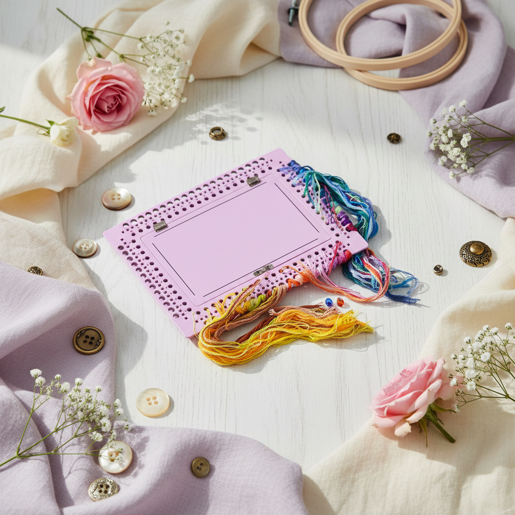 Needle Organizer with Thread Box on Wooden Base, Lavender, 66 Holes OG-079