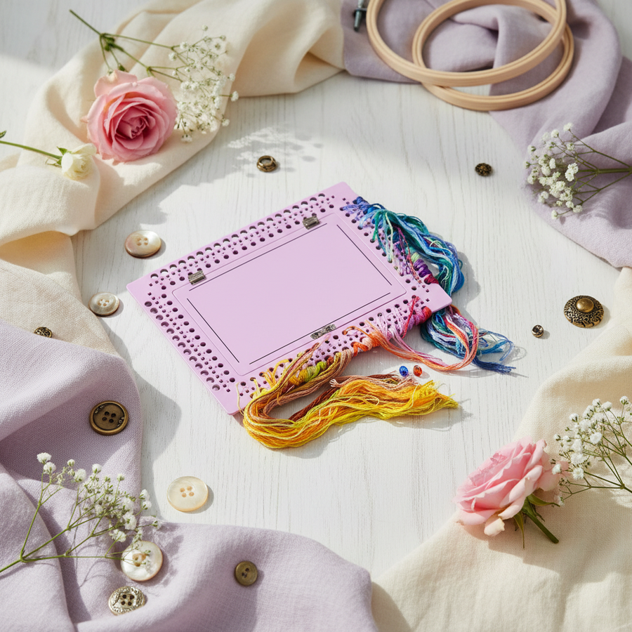 Organizador de agujas Embroidery Craft OG-079 – Organizador para Agujas con Caja de Hilos en Base de Madera, Lavanda