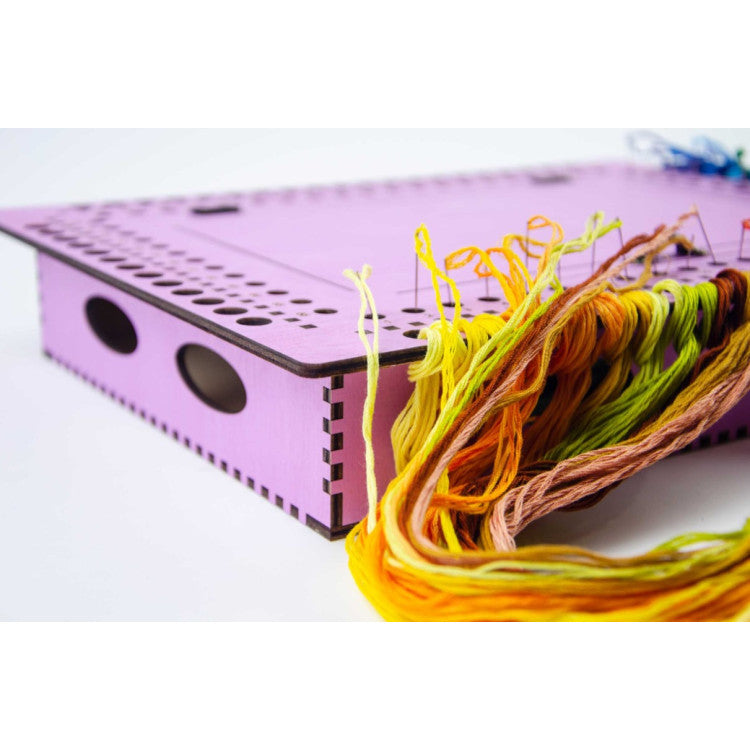 Needle Organizer with Thread Box on Wooden Base, Lavender, 66 Holes OG-079