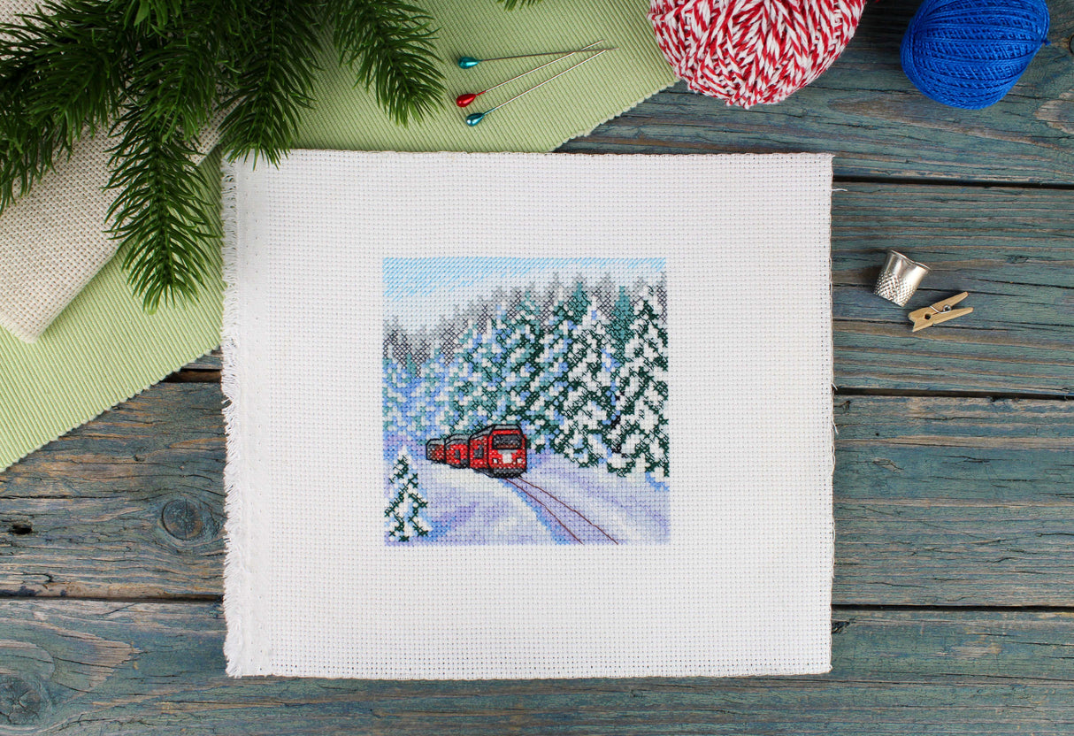 Cross Stitch Kit "Through the Winter Forest" MP Studia SM-988 – Snowy Landscape